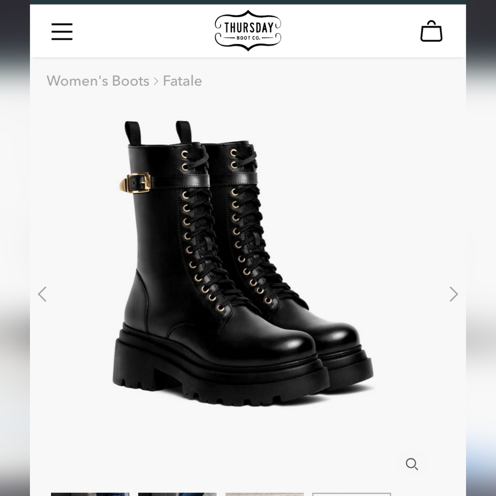 Thursday Boot Company Fatale Women's Black Leather Combat Boots